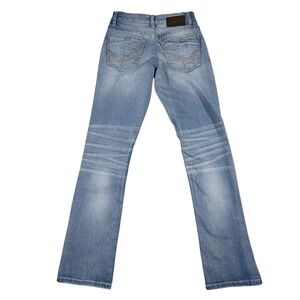 BKE Jake Mens Straight Leg Jeans Blue Medium Wash Whiskered Denim 27R